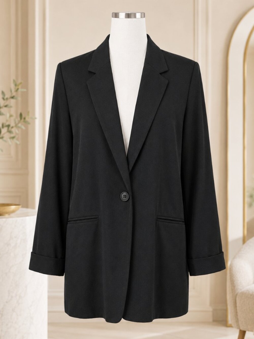 Sag Harbor Women’s Black Longline Blazer Size 12 Like New - Picture 2 of 6